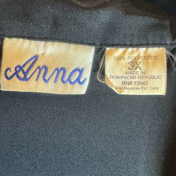 Anna Black Sheer Long Sleeve Button Front Tunic Blouse Top 3X - Picture 4 of 4